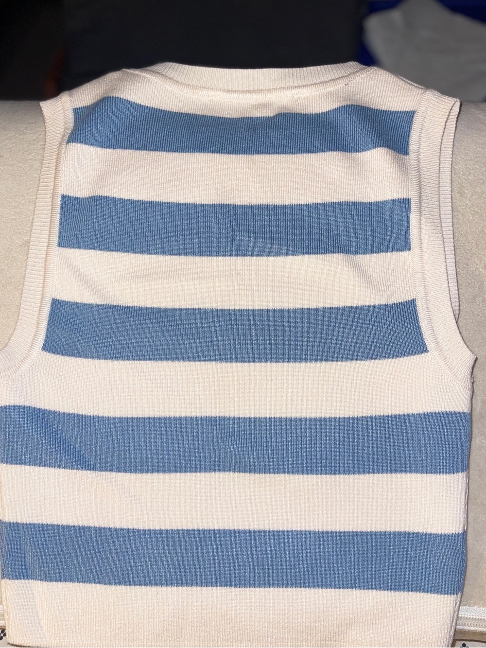 Zara Blue and Creamy White Striped Knit Top